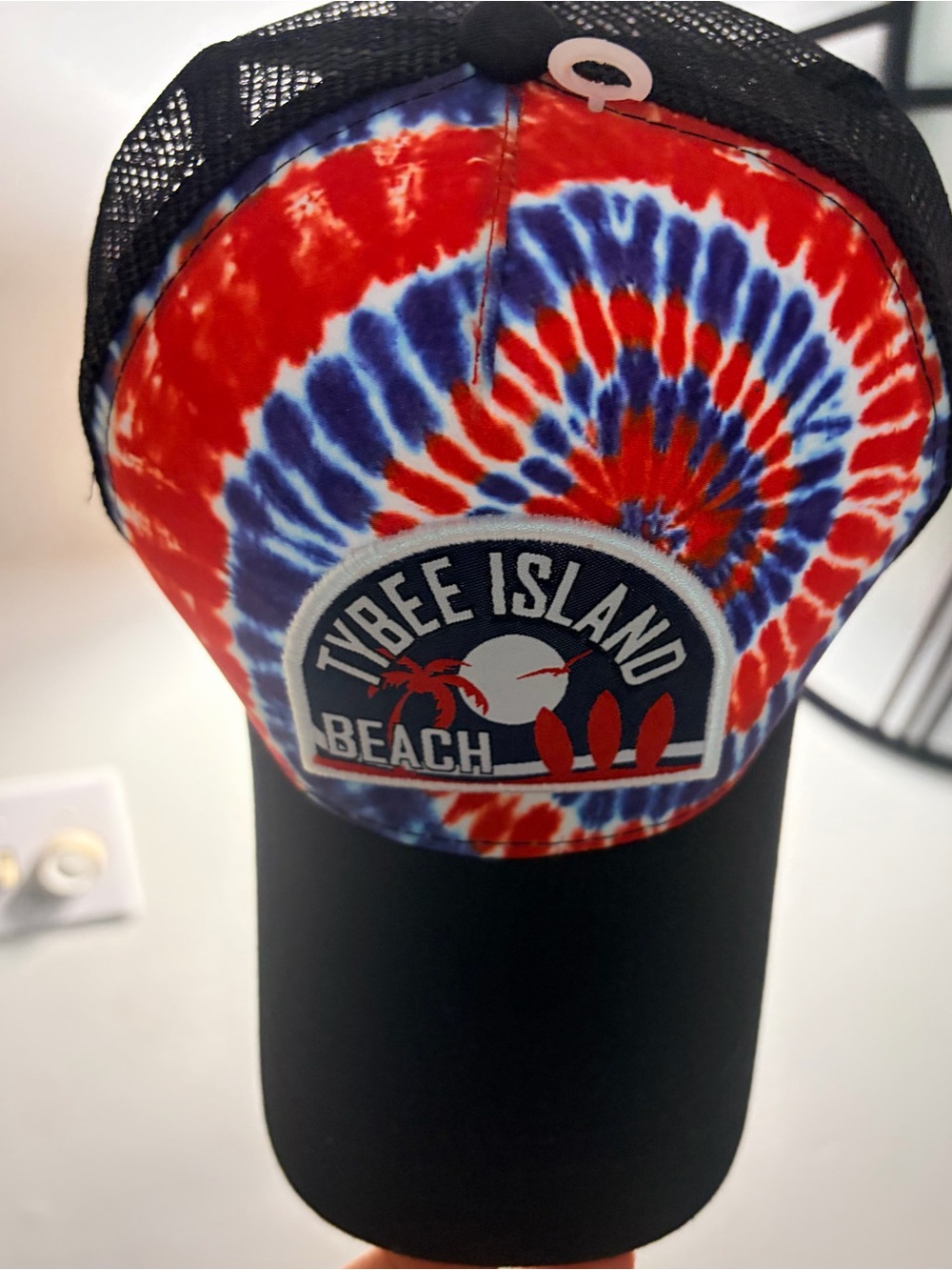 Tybee Island Tie-Dye Trucker Hat - Red & Blue